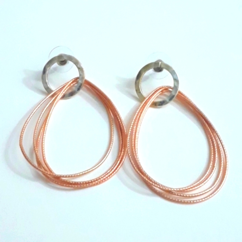 Two tone multi-teardrop post earrings